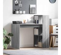 Runheo Bureau gris Sonoma - 108 x 55 x 103,5 cm - Avec étagère - Espace de rangement pour bureau à domicile - Ergonomique - Peu encombrant - Pour ordinateur portable et PC
