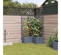 Runheo Cache-Pot de Jardin Gris Clair en Plastique avec système d'irrigation, 3 pcs, jardinières extérieures durables, jardinières surélevées pour Fleurs et Plantes, idéal pour lit de Jardin