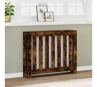 Runheo Cache-radiateur Bois d'ingénierie chêne fumé 104x20x82 cm avec étagère intégrée Support Fixation Murale pour Chauffage économie d'énergie et Protection Contre la poussière