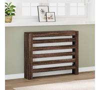 Runheo Cache-radiateur en Bois d'ingénierie chêne Marron 104x20x82 cm avec étagère Support Moderne pour Chauffage, Isolation Thermique, économie d'énergie et décoration Salon