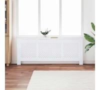 Runheo Cache-radiateur en MDF blanc, réglable de 142 à 205 cm, avec compartiment supérieur pratique, design moderne pour salon, salle de bain et chambre à coucher