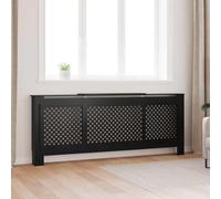 Runheo Cache-radiateur MDF Noir Ajustable 142-205 cm avec étagère Moderne à Lattes croisés pour Salon Chauffage et Isolation Thermique Durable