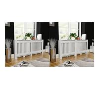 Runheo Cache-radiateurs 2 pièces Blanc Bois d'ingénierie 172 cm pour Chauffage, décoration et Rangement, adapté pour Hiver, Isolation Thermique et économie d'énergie