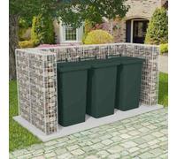 Runheo Cadre de Gabion de Poubelle Triple en Acier galvanisé 250 x 100 x 120 cm Robuste pour Dissimulation et Rangement extérieur Jardin terrasse