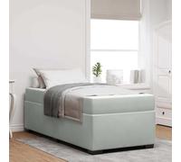 Runheo Cadre de lit avec matelas gris clair, 90 x 190 cm, en tissu, meuble de chambre moderne, lit simple robuste pour un confort optimal