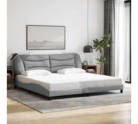 Runheo Cadre de lit avec tête de lit Hvar Gris Clair 200x200 cm Tissu Polyester 100% Coussin rembourré Fibre PP Design ondulé pour Chambre à Coucher Cadre de lit Plateforme Durable