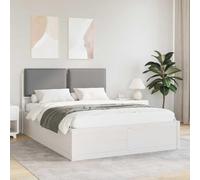 Runheo Cadre de lit avec tête de lit rembourrée, gris clair, 160 x 200 cm, lit king size, pin massif, pas besoin de sommier tapissier, meuble durable pour chambre à coucher