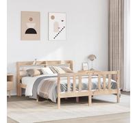 Runheo Cadre de lit en Bois de pin Massif 120x200 cm avec tête de lit et étagères, lit Platform Stable et Fonctionnel pour Chambre, Rangement intégré pour Un Espace organisé