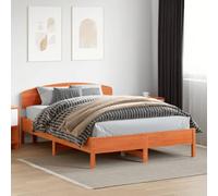 Runheo Cadre de lit en Bois pin Massif Cire Marron 150x200cm, Cadre de bedframe Robuste, Plateforme Bed élégante, mobilier de Chambre Pratique pour Un Bon Sommeil