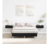 Runheo Cadre de lit en chêne noir, 135 x 190 cm, matériau en bois, sommier à lattes stable, design minimaliste, meubles de chambre à coucher durables pour des nuits reposantes