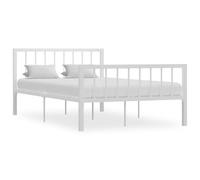 Runheo Cadre de lit en métal Blanc 120x200 cm, Structure Solide avec Lattes Confortables, Cadre de lit Simple à Assembler pour Chambre, mobilier Pratique et Durable pour Un Bon Sommeil