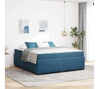 Runheo Cadre de lit en velours bleu foncé avec matelas, 180 x 200 cm, matériau dérivé du bois, lit king size, lit rembourré pour chambre à coucher, design moderne, grand confort