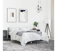 Runheo Cadre de lit Noir 140x190 cm en Bois d'ingénierie et métal avec Lattes en contreplaqué pour Chambre à Coucher Confortable et Soutien Optimal du Matelas