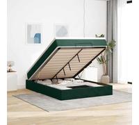 Runheo Cadre de lit Ottoman Vert foncé 140x200 cm Velours avec Matelas à Ressorts ensachés surmatelas Confortable et Espace de Rangement, mobilier Chambre à Coucher pour Un Sommeil réparateur
