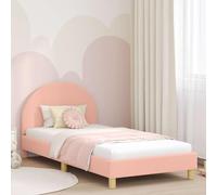 Runheo Cadre de lit pour enfant rose avec tête de lit, 90 x 200 cm, tissu de mouton, matériau dérivé du bois, design moderne, espace de rangement, lit plate-forme pour chambre à coucher