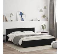 Runheo Cadre de lit sans Matelas Noir en Bois d'ingénierie 200x200 cm avec Lattes en contreplaqué, mobilier Chambre à Coucher, Cadre de lit Solide, lit Plateforme pour Un Bon Soutien