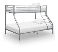 Runheo Cadre de lit superposé en métal Gris avec Garde-Corps sécurisé et échelle, Dimensions 140x200 cm et 90x200 cm, lit Robuste pour Chambre d'enfants et Espace limité