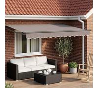 Runheo Cadre de Store rétractable électrique Anthracite en Aluminium 3,5 x 2,5 m avec LED Solaire, manivelle Manuelle, Structure Robuste pour terrasse, Jardin, pergola, Protection extérieur