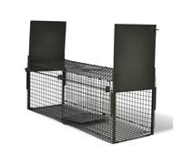 Runheo Cage à Animaux avec 2 Portes en Acier Robuste 100 x 26 x 31 cm pour Capture Vivante de nuisibles rongeurs Renards fouines martres Lapins ou Autres Animaux Sauvages en extérieur
