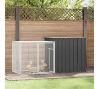 Runheo Cage à lapin anthracite en acier galvanisé 200 x 91 x 100 cm avec enclos en treillis et porte battante verrouillable pour une circulation libre sûre et une protection de vos petits animaux dans