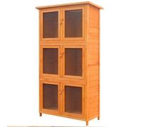 Runheo Cage pour Animaux 6 Compartiments en Bois de Sapin traité avec Grille métallique pour Lapins rongeurs et Petits Animaux Habitat extérieur ou intérieur