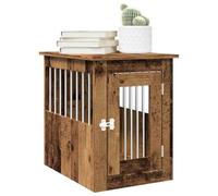 Runheo Cage pour chien style meuble aspect bois vieilli et acier 45 x 62 x 59 cm verrouillable avec fenêtres en acier comme table d'appoint d'intérieur et lieu de retraite pour chiens