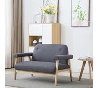 Runheo Canapé 2 places, en tissu gris foncé, cadre en bois massif, rembourré avec tissu polyester doux, 115 x 69 x 75 cm, canapé stable, pour salon et détente