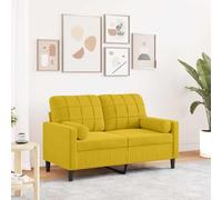 Runheo Canapé 2 places en velours jaune 120 cm avec structure en métal et coussins décoratifs pour salon - Meuble rembourré confortable