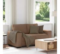 Runheo Canapé 2 Places Marron en Tissu Polyester 160x77x82 cm avec Structure Bois métal, Banquette Confortable pour Salon séjour Bureau, Design Moderne et Assise capitonnée