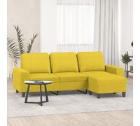 Runheo Canapé 3 places avec pouf, jaune clair, largeur d'assise 180 cm, tissu, structure en métal, meuble de salon