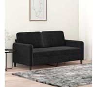 Runheo Canapé à 2 Places Noir en Velours 140 cm, Structure métal Robuste, Assise Confortable Mousse rembourrée, Design Moderne pour Salon séjour Chambre, Convertible, modulable et déhoussable