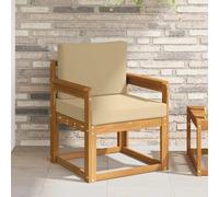 Runheo Canapé d’extérieur Bois d'acacia Massif et Polyester Naturel canapé Fauteuil Pouf Angle Module extérieur Jardin terrasse Balcon Confort Durable
