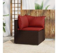 Runheo Canapé d'angle de jardin avec coussin, marron, en polyrotin résistant aux intempéries, 63 x 63 x 57,5 cm, design modulaire, pour jardin extérieur et patio, avec rembourrage doux pour un confort