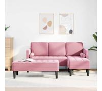 Runheo Canapé d'angle modulaire 2 pièces rose polyester velours forme L 173x131x67 cm meuble de salon canapé avec coussin durable pour 5 personnes