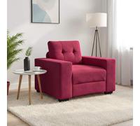 Runheo Canapé Fauteuil Rouge Bordeaux en Velours 100x78x80 cm Confortable et modulable pour Salon séjour Chambre Bureau Style Moderne Vintage scandinave Relax Convertible