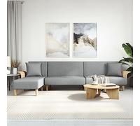Runheo Canapé-lit en Forme de L Gris Clair 279x140x70 cm Tissu Polyester, Convertible, réversible, modulable avec méridienne, clicclac Relax inclinable pour Salon séjour Chambre Bureau