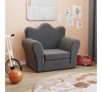 Runheo Canapé-lit pour enfants, anthracite, peluche douce, 54 x 90 x 45 cm, 2 en 1, fauteuil et mini canapé-lit avec housse amovible, peu encombrant et sûr pour chambre de bébé et chambre d'enfant