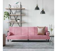 Runheo Canapé-lit Rose Velours avec accoudoirs, Convertible clic clac modulable, Dimensions 205x89x70 cm, idéal Salon séjour Chambre Bureau, Confort Relax méridienne avec Coussins