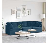 Runheo Canapé modulable Velours Bleu avec Structure métal, 300x100x64 cm, 3 Sections, 8 Grands Coussins, 5 Petits Coussins, Design modulable pour Salon séjour Chambre Bureau