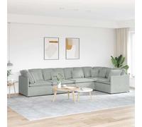 Runheo Canapé modulable Velours Gris Clair 400x200 cm 5 Sections 13 Grands Coussins 8 Petits Coussins Structure métal Confortable pour Salon séjour Bureau Design scandinave Moderne