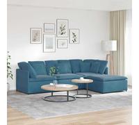Runheo Canapé modulaire en velours bleu avec repose-pieds, 300 x 200 x 64 cm, canapé d'angle, canapé central, meuble de salon, canapé sectionnel, disposition flexible