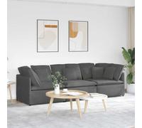 Runheo Canapé modulaire, gris foncé, rembourrage en velours côtelé, 300 x 100 x 64 cm, cadre en métal, canapé d'angle et canapé central, pour salon, canapé confortable