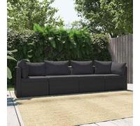 Runheo Canapés de Jardin 4 pcs en résine tressée Noire avec Coussins épais, Structure Acier laqué, modules d'angle et Central, Assise Confortable, idéal terrasse extérieur Balcon Patio