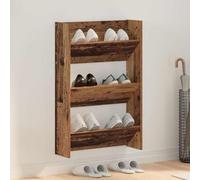Runheo Casier à Chaussures Mural en Bois Ancien 60 x 18 x 90 cm avec étagères modulables Support de Rangement pour Couloir Chambre Dressing Espace restreint