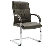 Runheo Chaise de bureau cantilever gris en cuir synthétique avec accoudoirs, dossier ergonomique, fer chromé, design stable, 58 x 67,5 x 102 cm, idéale pour le bureau à domicile, le bureau, assise