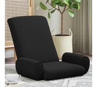 Runheo Chaise de sol réglable avec dossier multi-positions, noir, velours épais, rembourré, 68 x 51 x 56 cm, pliable, ergonomique, polyvalent, pour salon, chambre à coucher et méditation