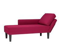 Runheo Chaise longue avec coussin, accoudoir droit, velours bordeaux, 132 x 56 x 70 cm, rembourrée et ergonomique, idéale pour se détendre, lire, s'allonger dans le salon, la chambre à coucher ou le