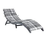 Runheo Chaise longue de jardin en bois d'acacia massif avec coussin gris, pliable, ergonomique, réglable, pour terrasse, balcon et extérieur, chaise longue relaxante avec dossier