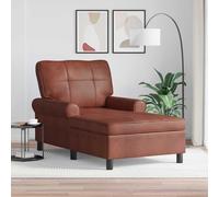 Runheo Chaise longue en cuir synthétique marron brillant, 91 x 157 x 91 cm, rembourrée, avec dossier et accoudoir, idéale pour salon, chambre à coucher, bureau, pour se détendre et lire