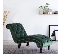 Runheo Chaise longue en velours vert ergonomique rembourrée avec dossier et accoudoir, 145 x 52 x 77 cm, pour salon, chambre à coucher, bureau, idéale pour se détendre, lire et se reposer